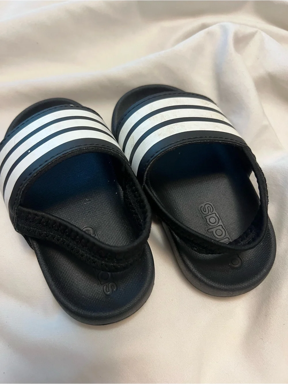 adidas Black and White Slide Sandals for Kids